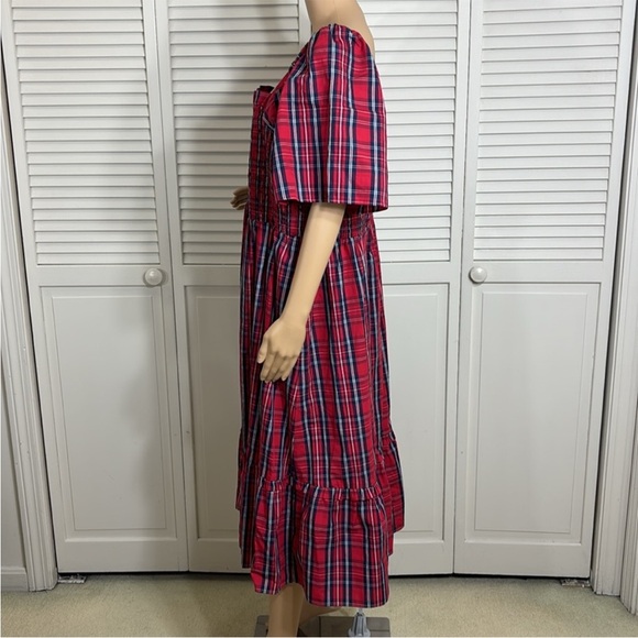 NWOT Draper James Deana Smocked Angie Plaid Cotton Dress Size 2x - Picture 12 of 16